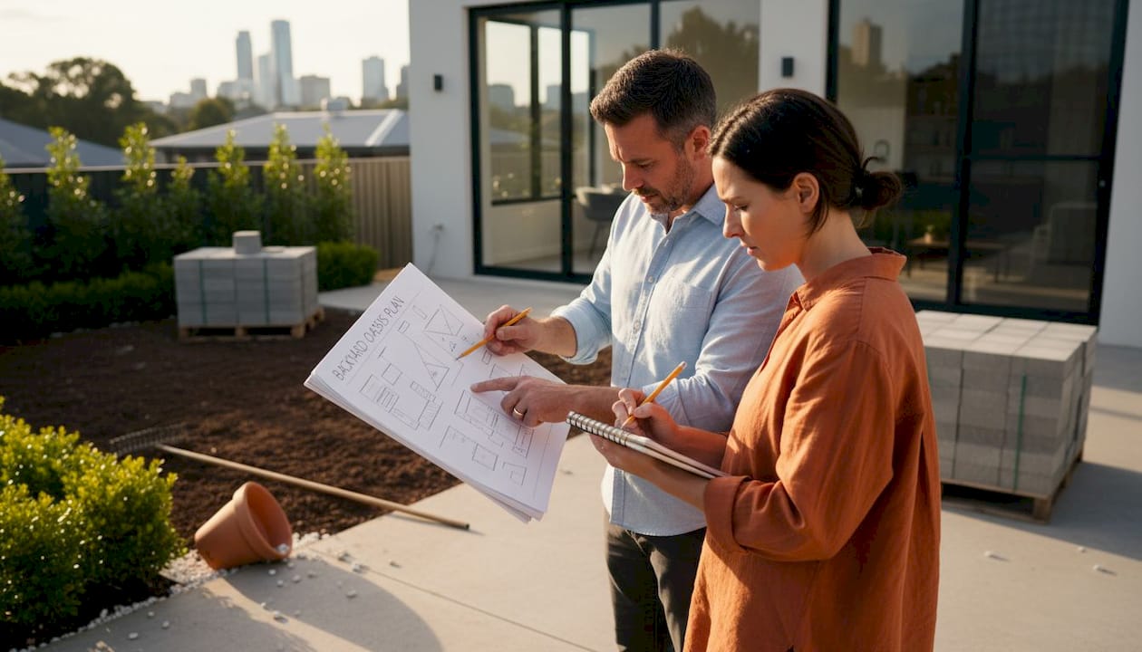 Couple planning Melbourne home landscaping