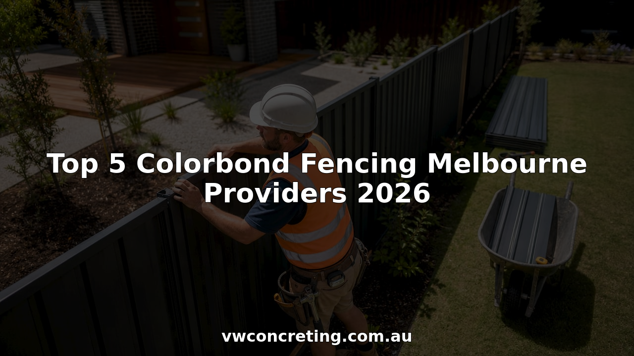 Tradesman installing Colorbond fence panels outdoors