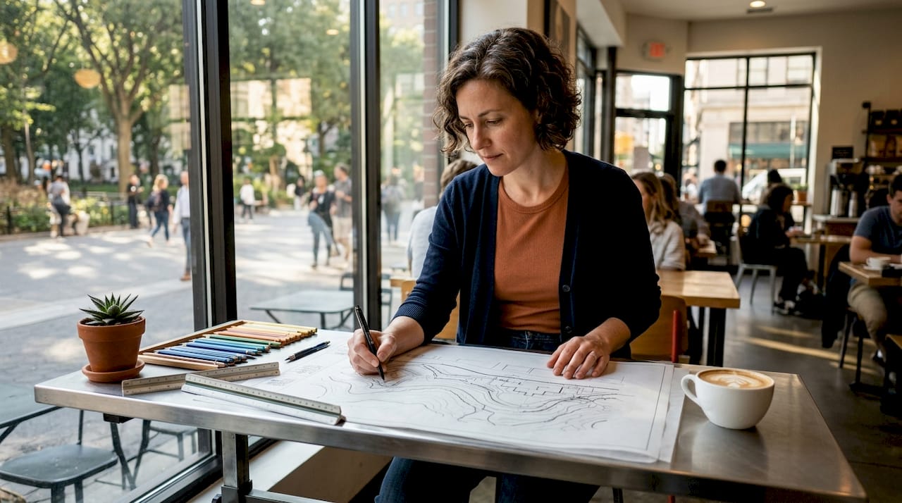 Architect sketching landscape integration design