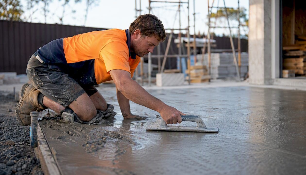 Concrete pour on construction site