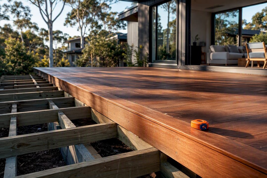 Merbau deck under construction in Melbourne
