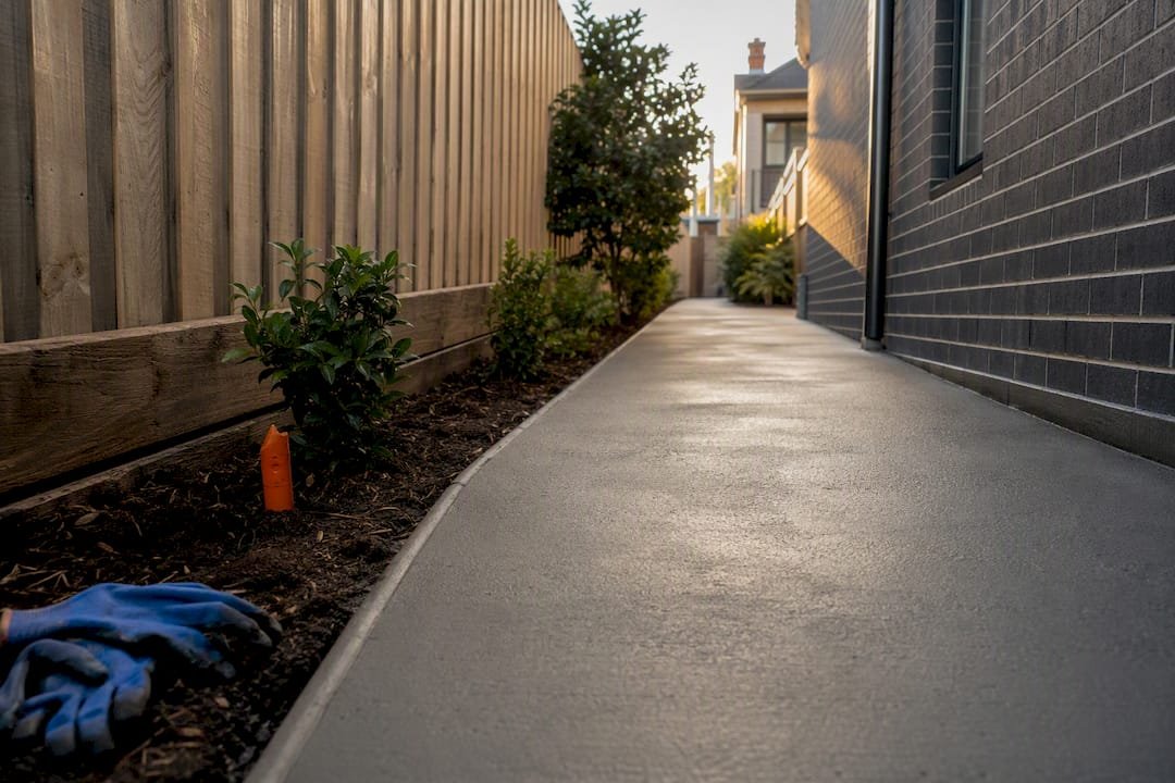 Finished concrete path beside Melbourne home